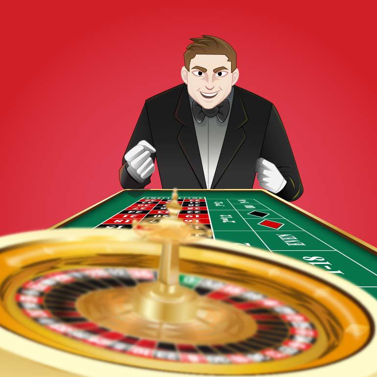 Roulette player watching the roulette wheel spinning