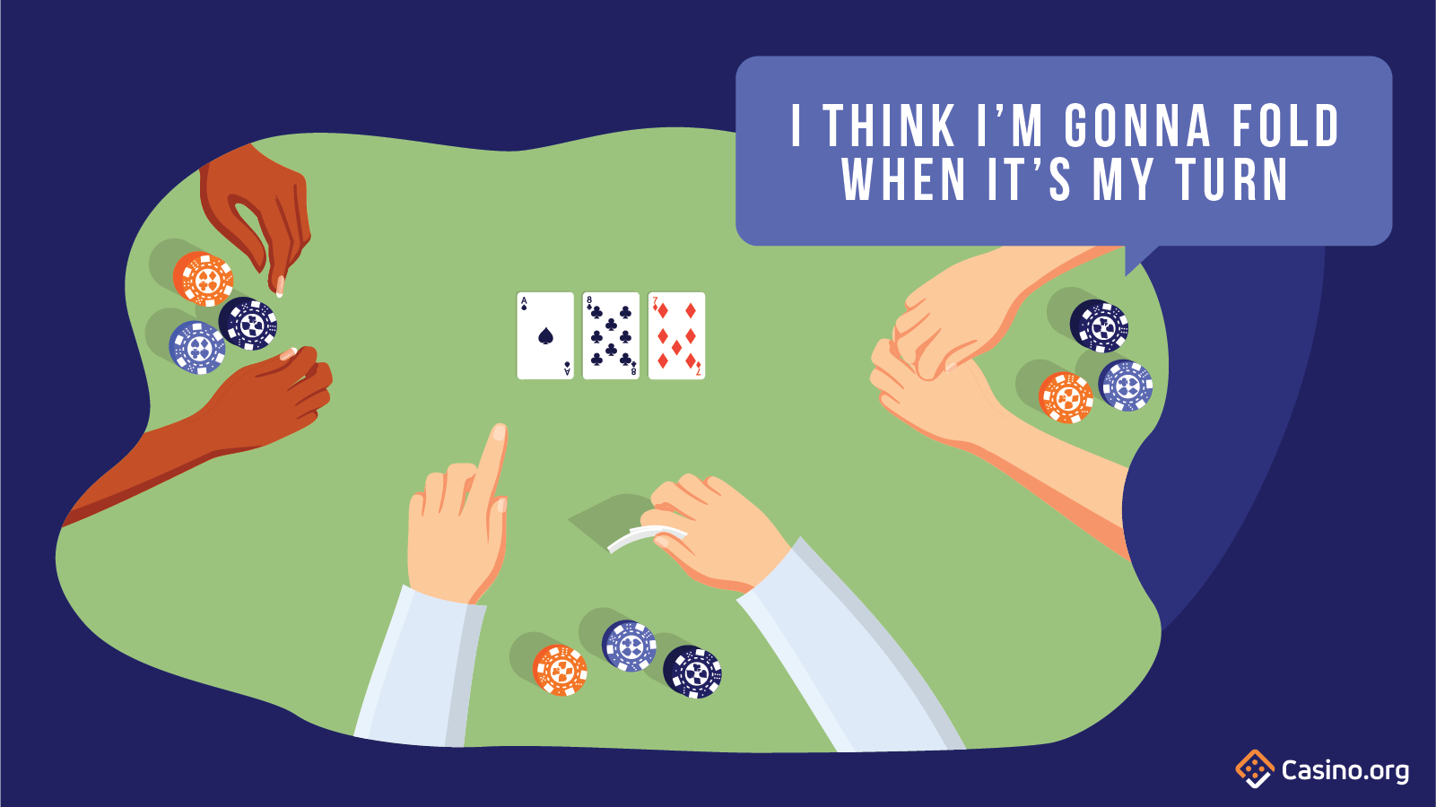 Someone speaking out of turn in poker.
