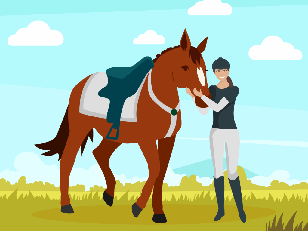 Female jockey with horse